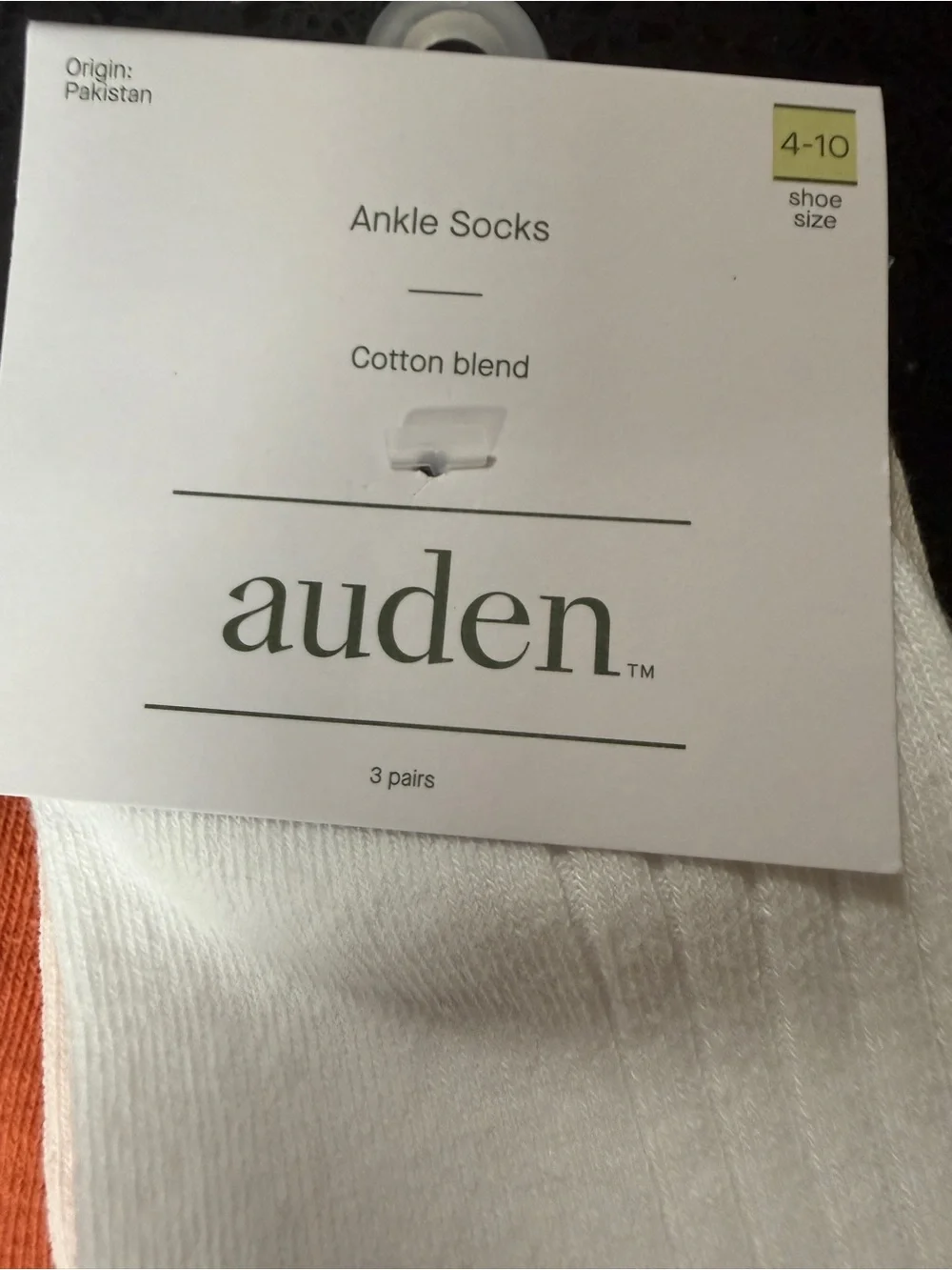 auden Ankle Socks - White, Orange & Peach (3-Pack)